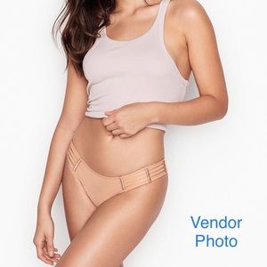 Victoria’s Secret Very Sexy Luxe Mesh Cheekini Panty (Champagne, Large)